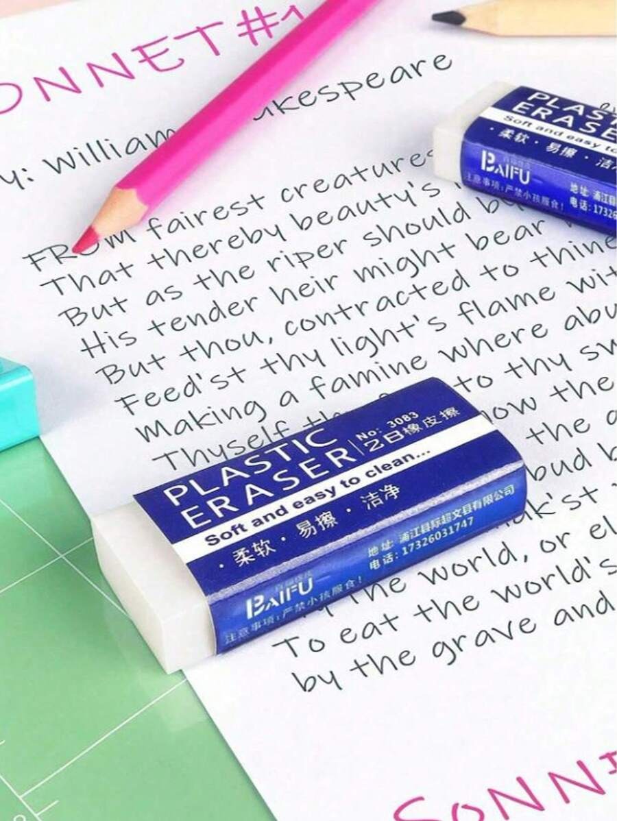 Gomme da cancellare per scuola/ufficio, gomme da disegno bianche, gomme per artisti, puliscono e rimuovono senza danneggiare la carta, adatte per studenti, colori/stili casuali