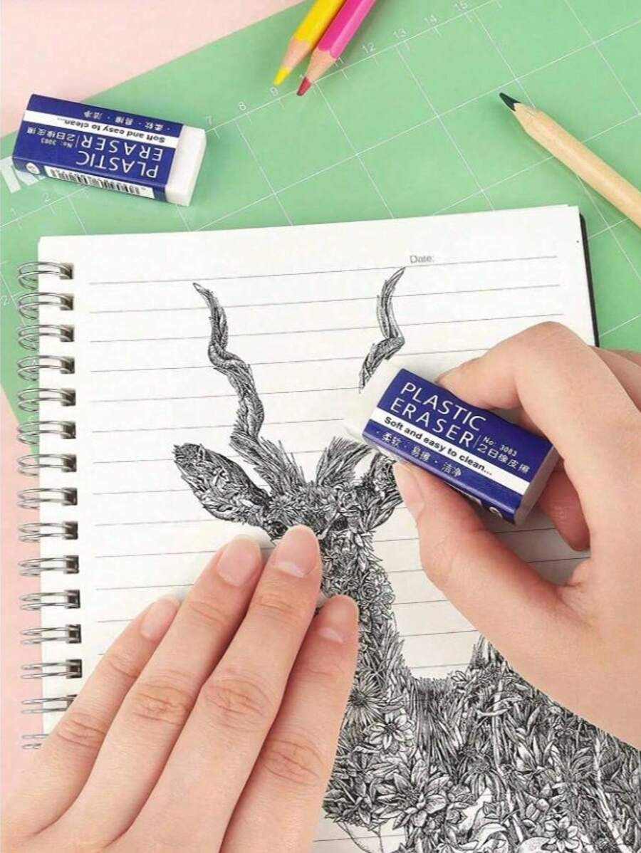 Gomme da cancellare per scuola/ufficio, gomme da disegno bianche, gomme per artisti, puliscono e rimuovono senza danneggiare la carta, adatte per studenti, colori/stili casuali