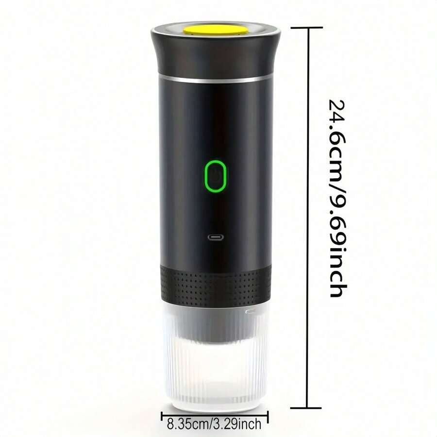 Macchina per caffè espresso elettrica portatile, macchina da caffè da campeggio, macchina da caffè per auto con funzione di auto-riscaldamento, interfaccia USB-C, adatta per macinare caffè e capsule NS, molto adatta per camper