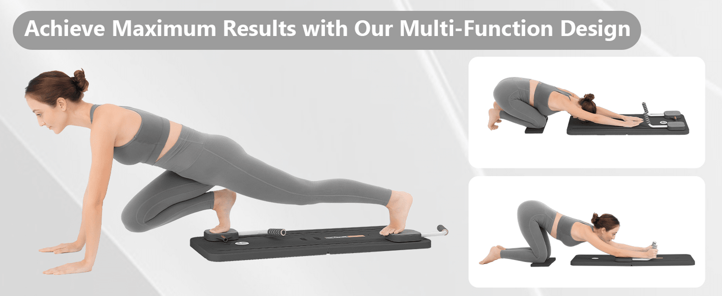 Tavola scorrevole multifunzionale pieghevole Pilates ZM Health, set di formazione Pilates 5-in-1, tappetino scorrevole su erba, rullo per addominali, per esercizi per il core, fitness