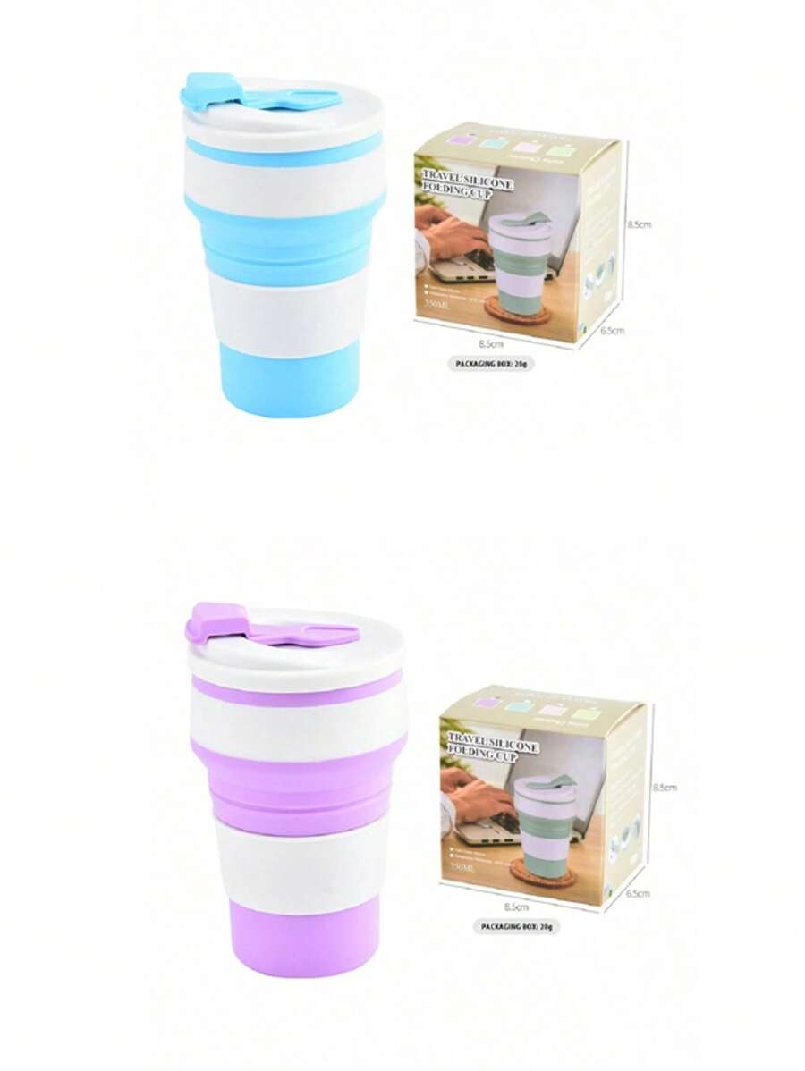 Tazza retrattile in silicone da 350 ml, tazza da risciacquo da campeggio da viaggio, tazza da ufficio per il caffè, tazza per il latte domestico, fornita in confezione colorata