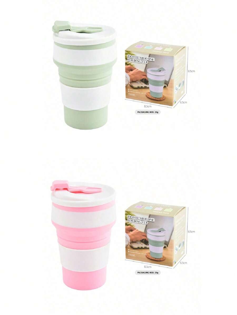 Tazza retrattile in silicone da 350 ml, tazza da risciacquo da campeggio da viaggio, tazza da ufficio per il caffè, tazza per il latte domestico, fornita in confezione colorata