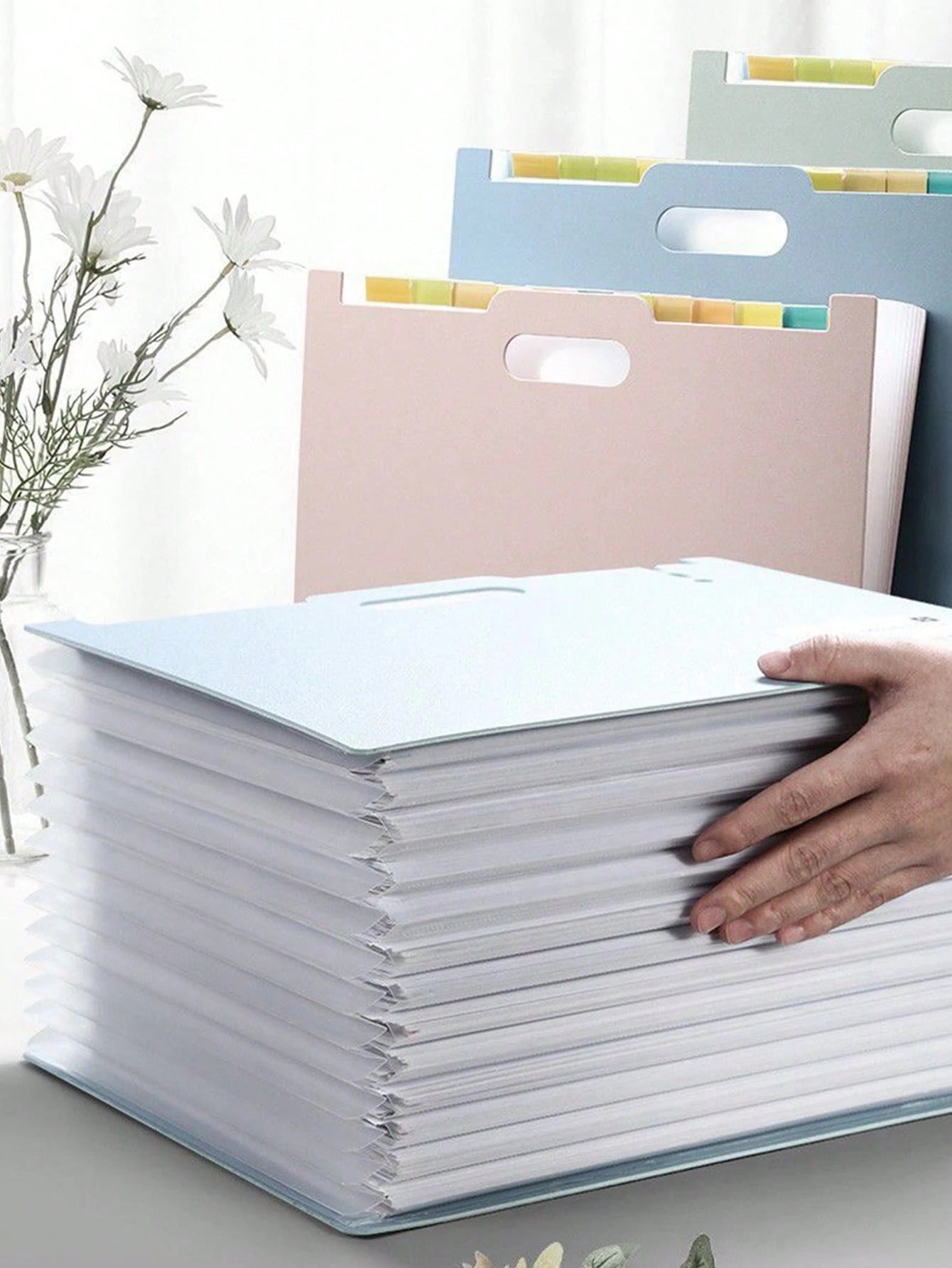 Cartella espandibile formato A4 - 13 tasche, organizer a fisarmonica per documenti, portatile e con impugnatura, multilivello, per studenti, documenti, elaborati, grande capacità, organizer da scrivania