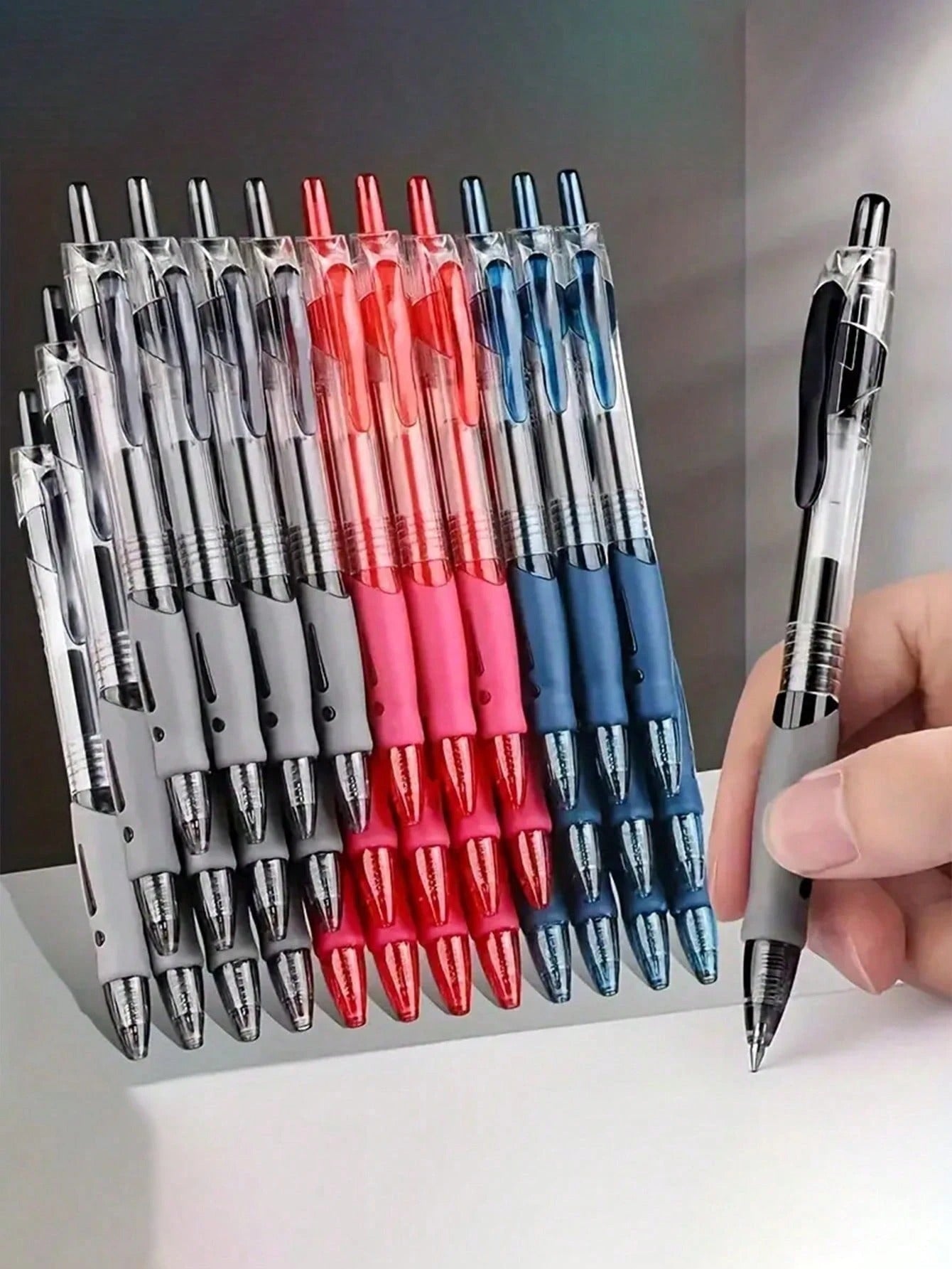 Set di penne a sfera a inchiostro gel retrattili, penne a sfera con inchiostro nero/rosso/blu, penne speciali per scrivere agli esami, design penne liner sottili per scuola