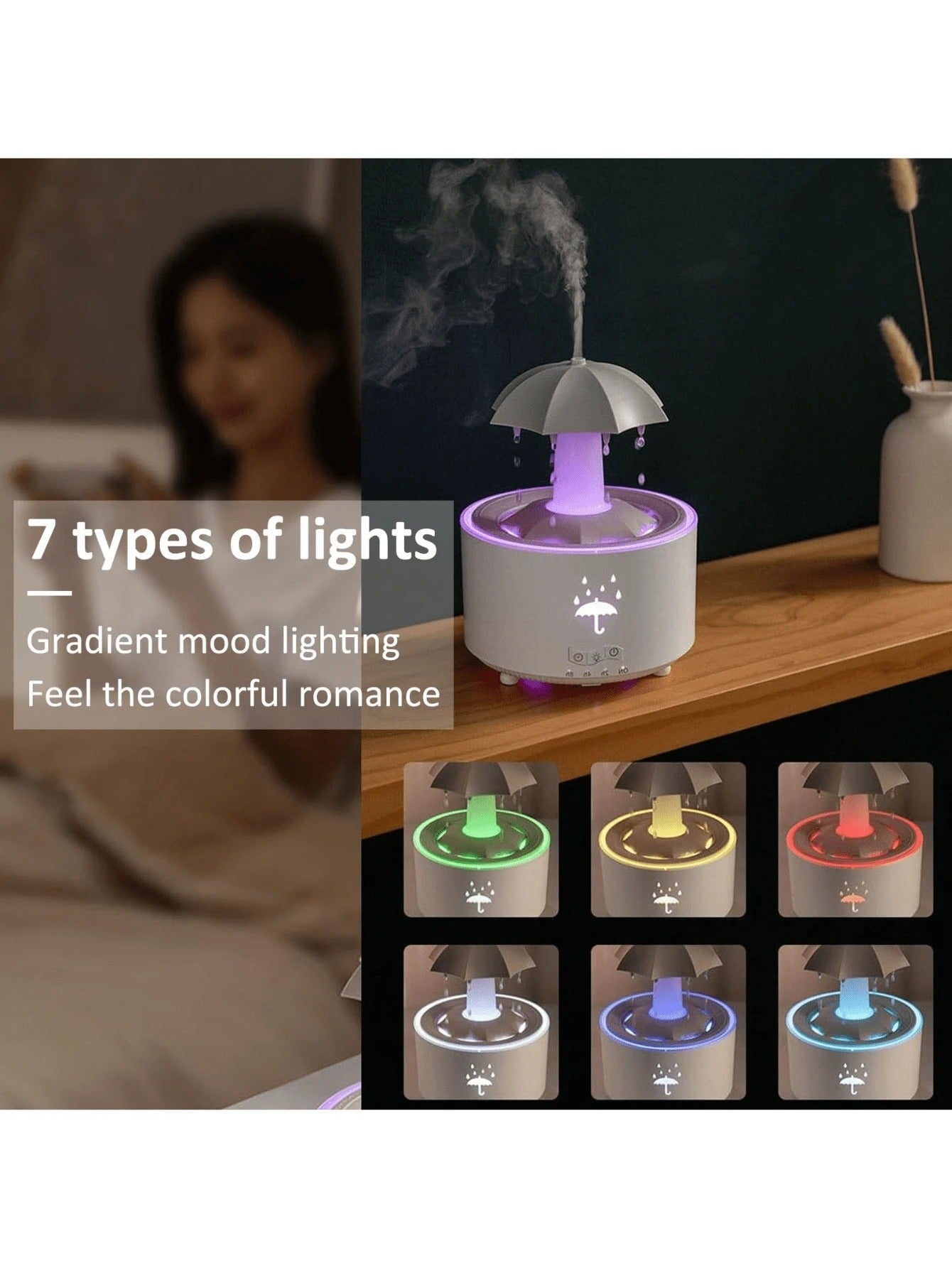 Diffusore di aromaterapia a ultrasuoni con timer a intervalli, 7 luci LED e spegnimento automatico, adatto come regalo di San Valentino per fidanzati e fidanzate, macchina per aromaterapia automatica per casa e hotel