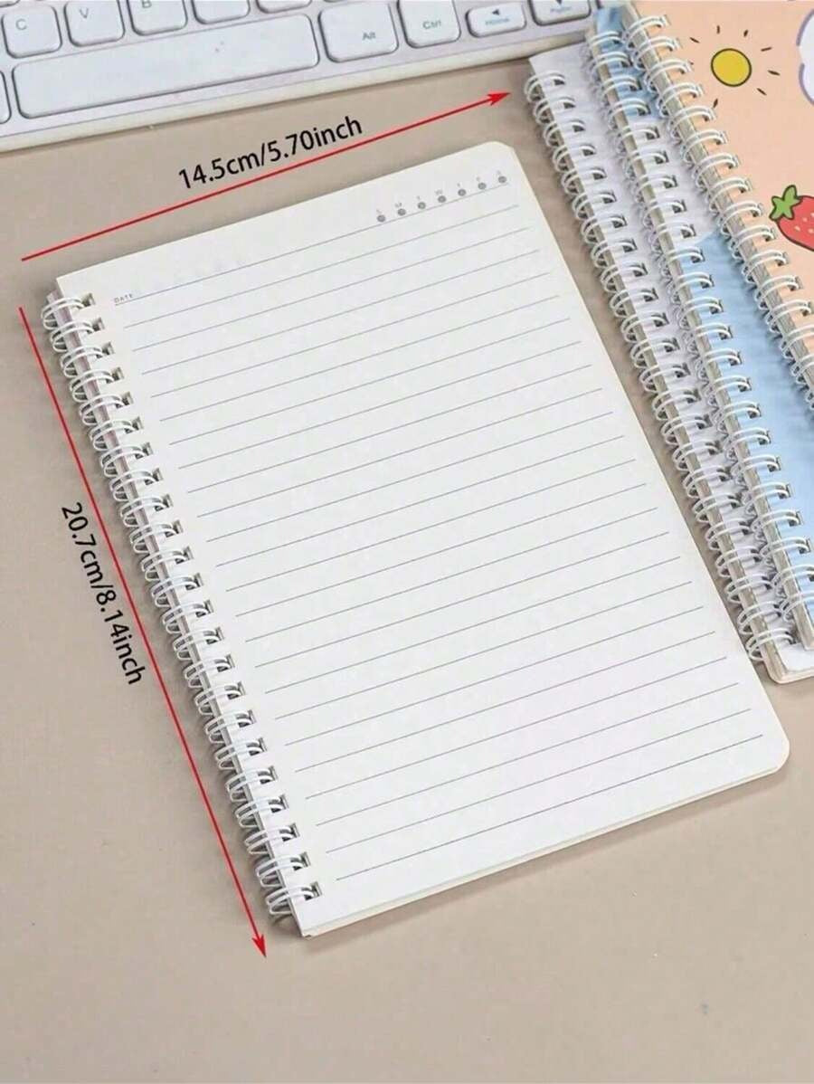 Set da 4 quaderni a spirale formato A5 con copertina di cartoni animati carini, 60 pagine a righe, con disegno casuale sul retro, adatti per il ritorno a scuola