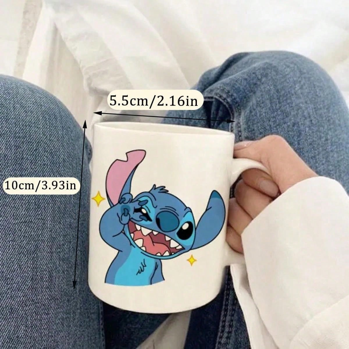 Tazza in ceramica con motivo divertente e carino di Stitch, tazza per latte o acqua, tazza da caffè portatile in ceramica a bocca larga