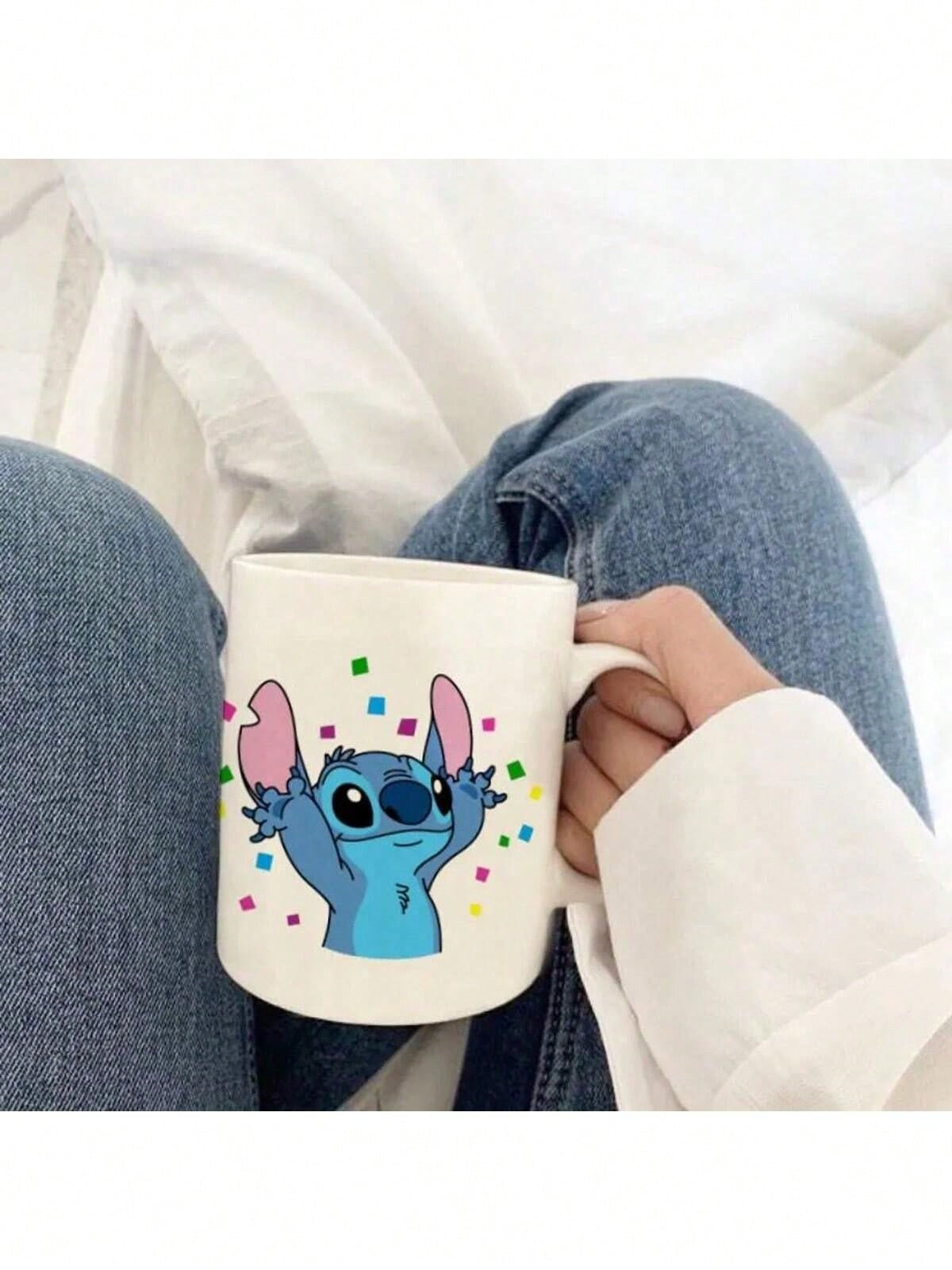 Tazza in ceramica con motivo divertente e carino di Stitch, tazza per latte o acqua, tazza da caffè portatile in ceramica a bocca larga