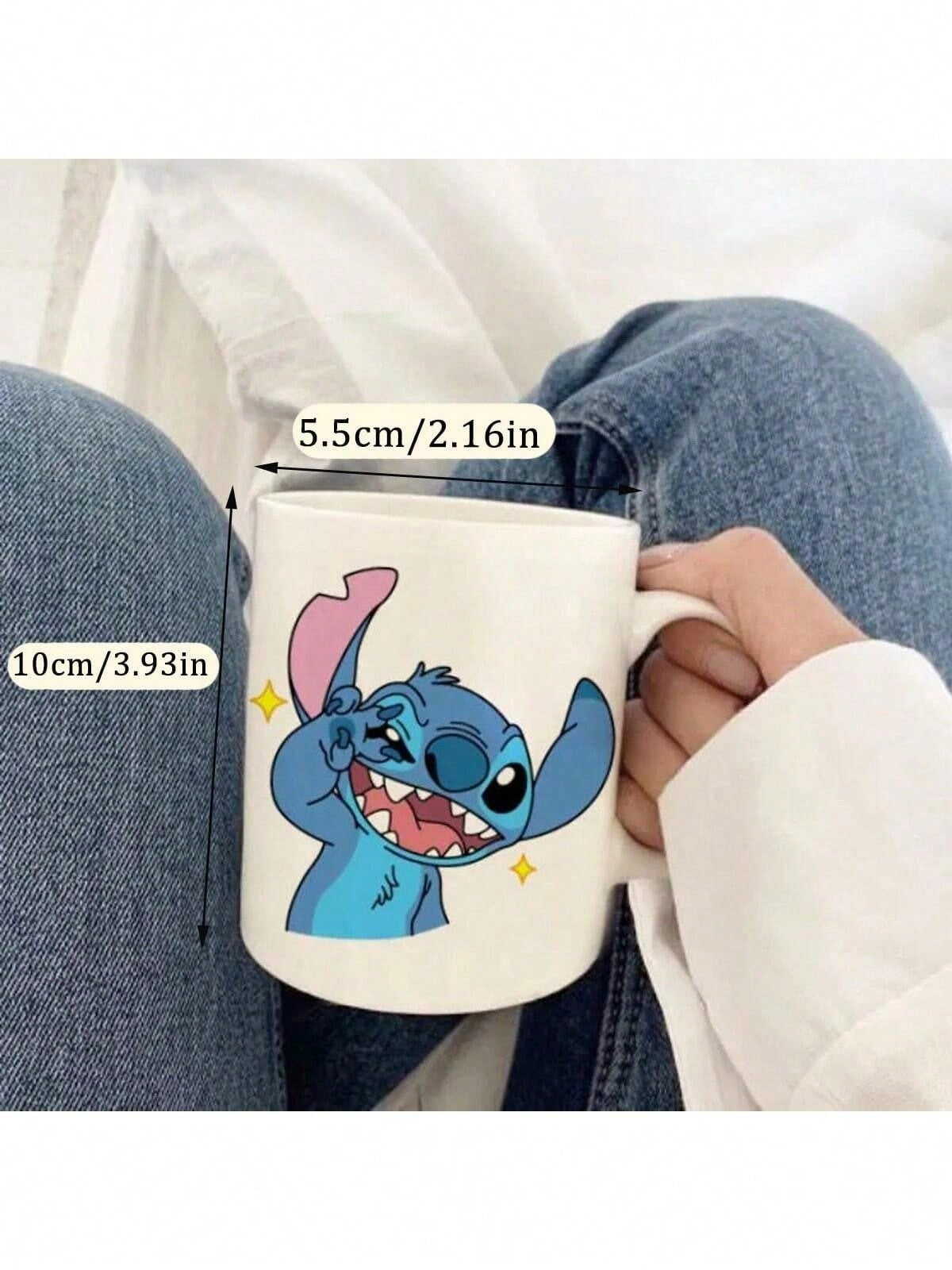 Tazza in ceramica con motivo divertente e carino di Stitch, tazza per latte o acqua, tazza da caffè portatile in ceramica a bocca larga