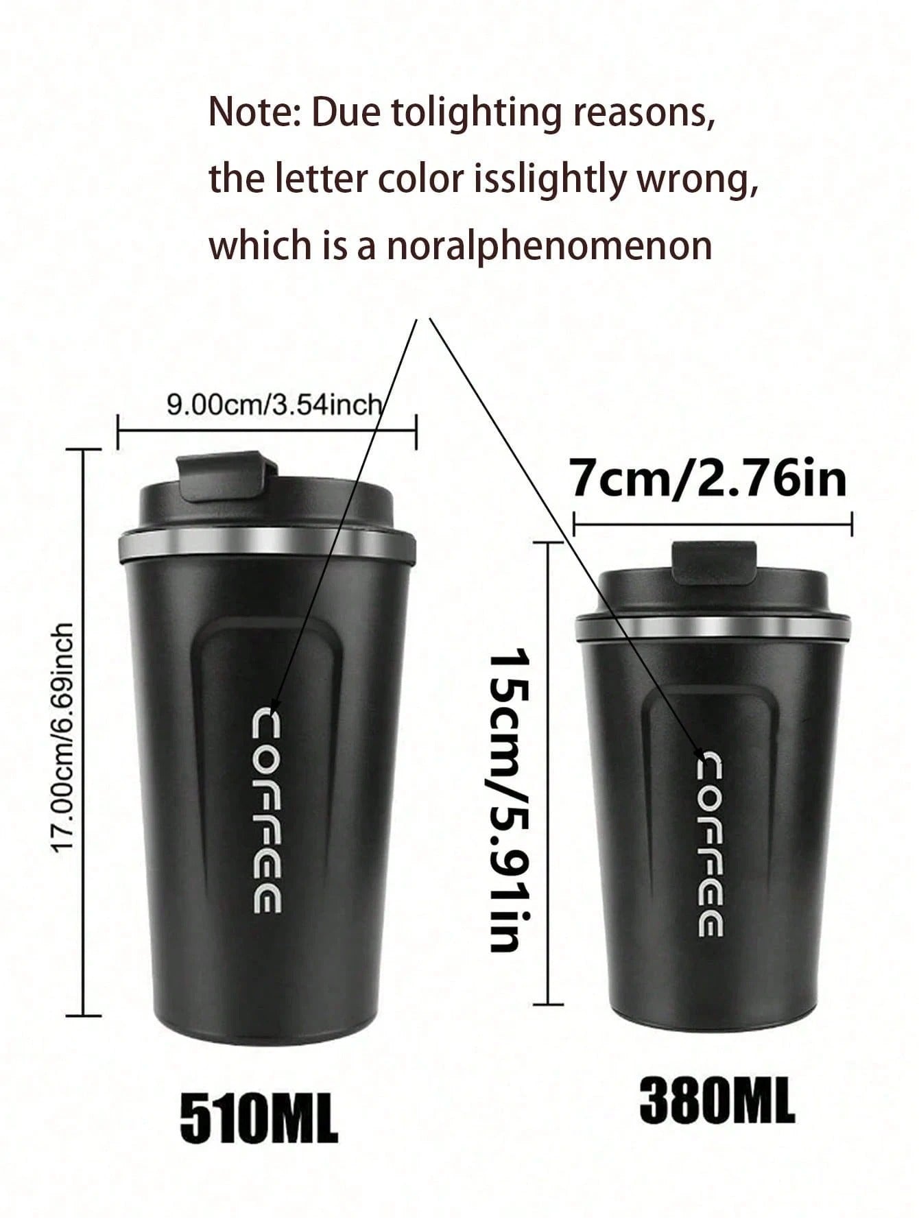1 pezzo 380ml/510ml Tazza da viaggio isolata sottovuoto in acciaio inossidabile ermetica, design elegante, adatta per viaggi all'aperto, caffè, tè, latte, con coperchio