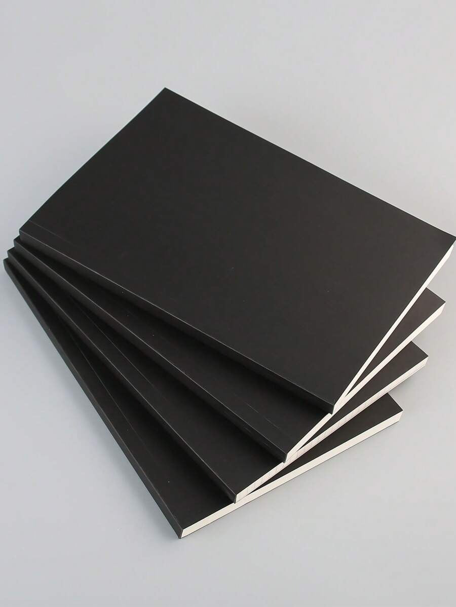 Quaderno con copertina rigida nera, 256 pagine spesse, in formato A5/B5, minimalista, con pagine in bianco a griglia e a righe, diario