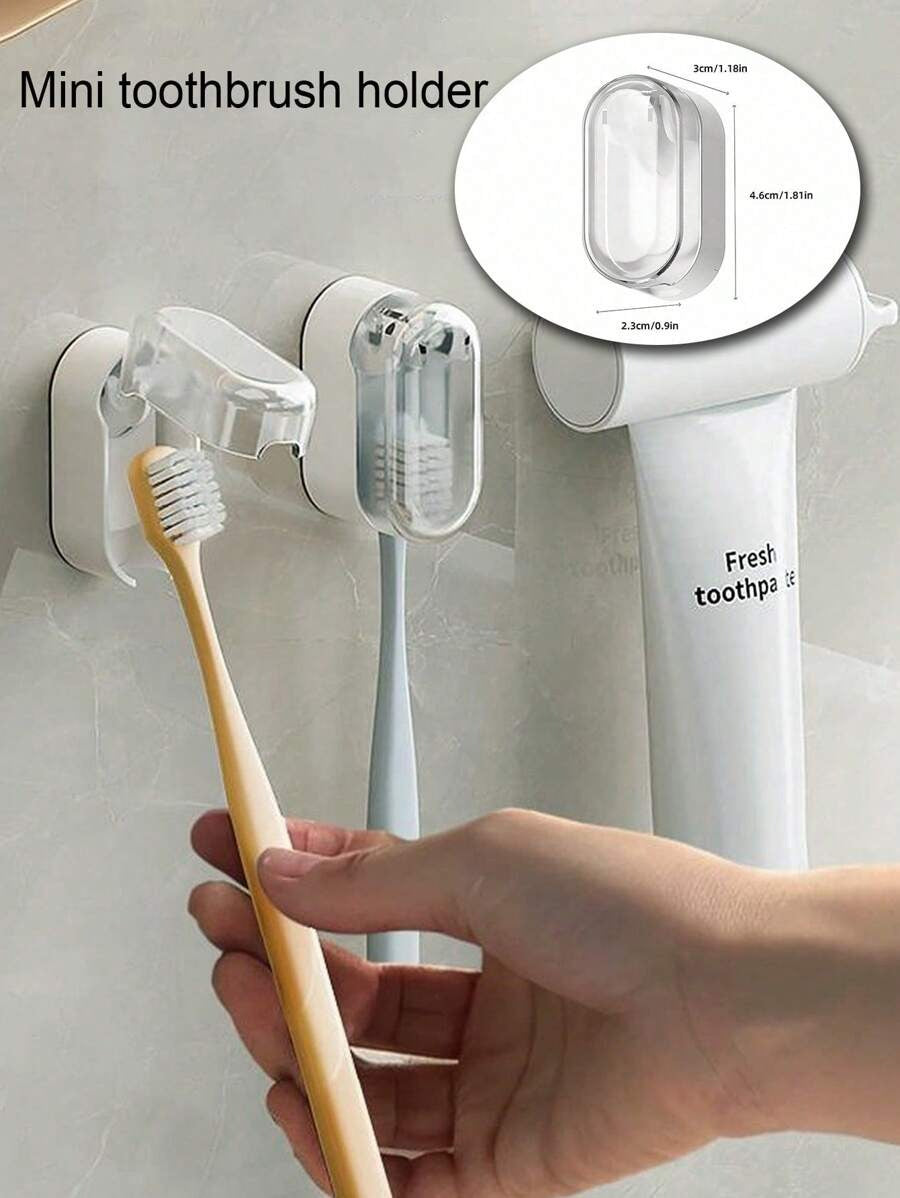 1 Set Porta Spazzolino da Dente da Parete, Con 4/3/2 Tazze Anti-Polvere e Distributore di Dentifricio, Organizer Multifunzionale da Bagno Con Distributore Automatico di Dentifricio e Tazze, Mensola da Bagno Senza Foratura, Set da Bagno di Lusso,