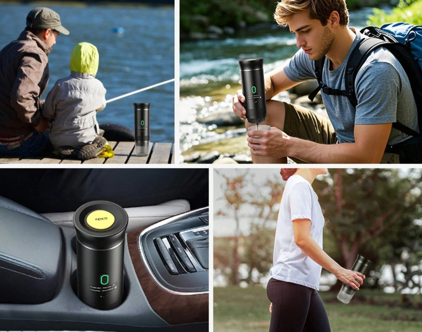 Macchina per caffè espresso elettrica portatile, macchina da caffè da campeggio, macchina da caffè per auto con funzione di auto-riscaldamento, interfaccia USB-C, adatta per macinare caffè e capsule NS, molto adatta per camper