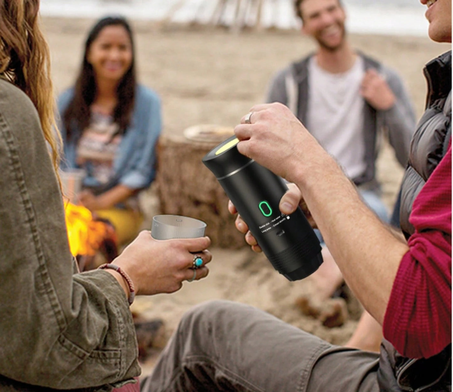 Macchina per caffè espresso elettrica portatile, macchina da caffè da campeggio, macchina da caffè per auto con funzione di auto-riscaldamento, interfaccia USB-C, adatta per macinare caffè e capsule NS, molto adatta per camper