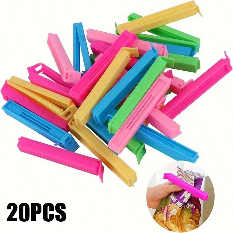 20 pz/10 pz/5 pz Cliip riutilizzabili in plastica anti-umidità per sacchetti di cibo, per chiusura ermetica di scatole e accessori per la conservazione in cucina