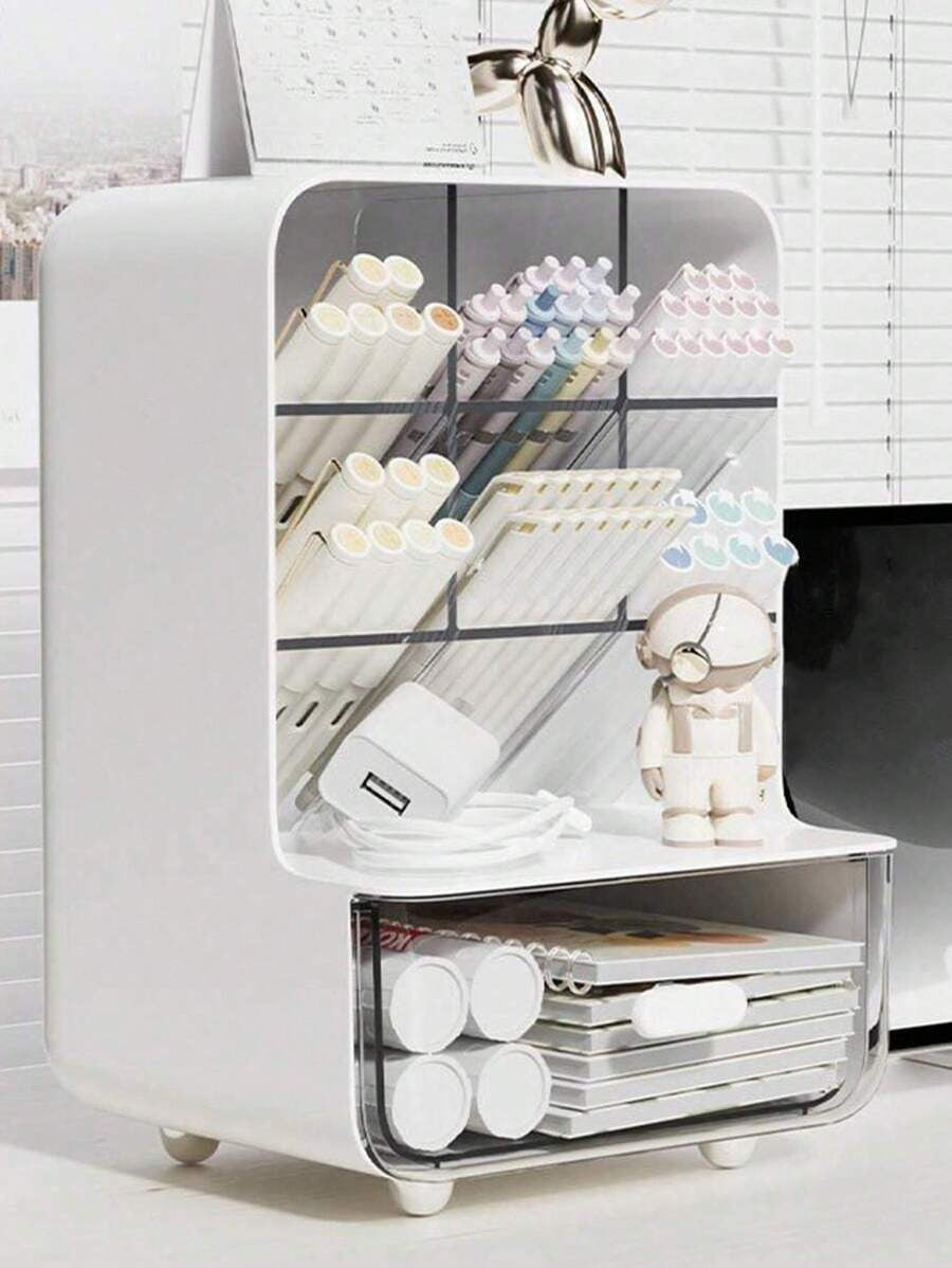 1 pezzo Porta penna leggero e obliquo - Organizer per scrivania multifunzione per ufficio, porta penne ad inserimento obliquo, scatole portaoggetti da scrivania per studenti in camera da letto, dormitorio