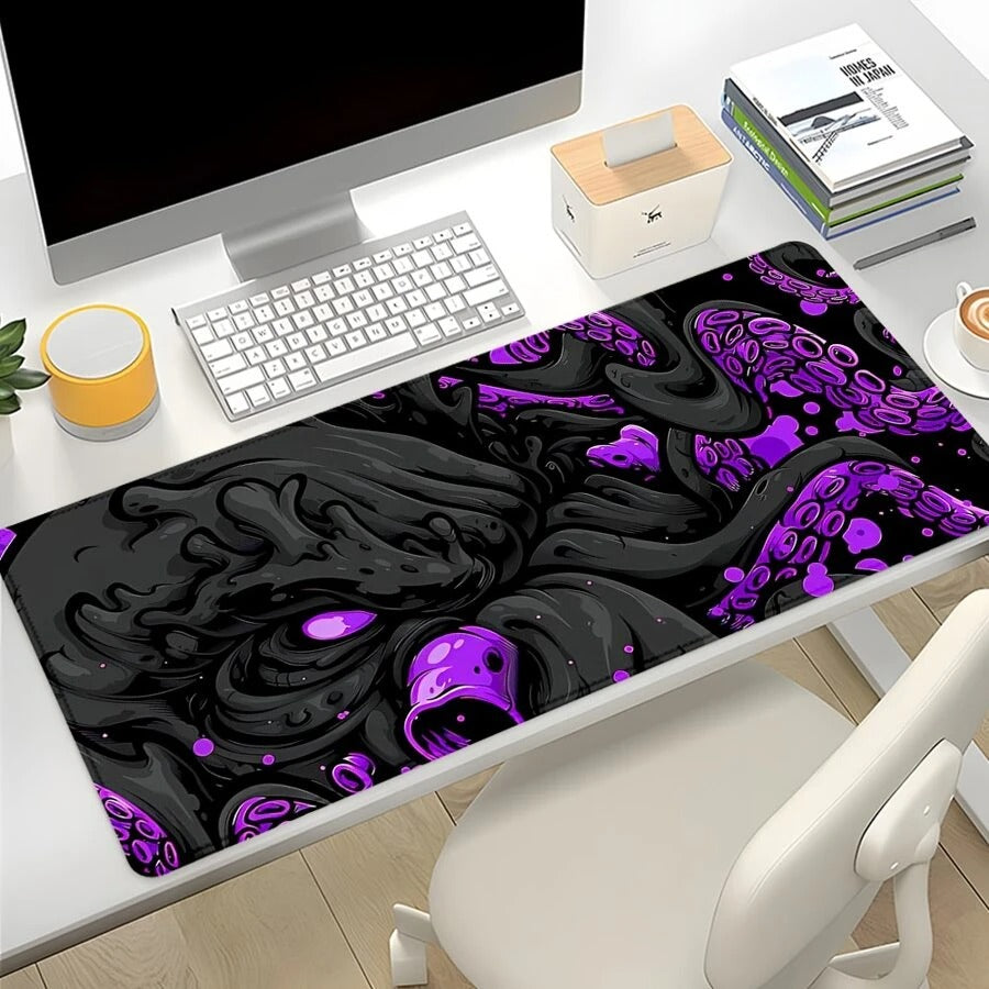 tappetino per mouse con design a polpo nero, tappetino da scrivania grande con accessori da scrivania, base in gomma con bordo zigrinato, tappetino antiscivolo per tastiera per ufficio