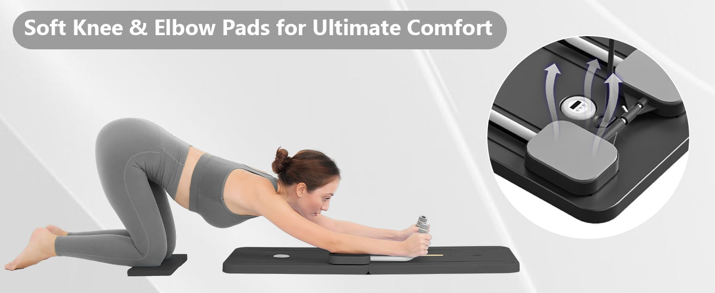 Tavola scorrevole multifunzionale pieghevole Pilates ZM Health, set di formazione Pilates 5-in-1, tappetino scorrevole su erba, rullo per addominali, per esercizi per il core, fitness