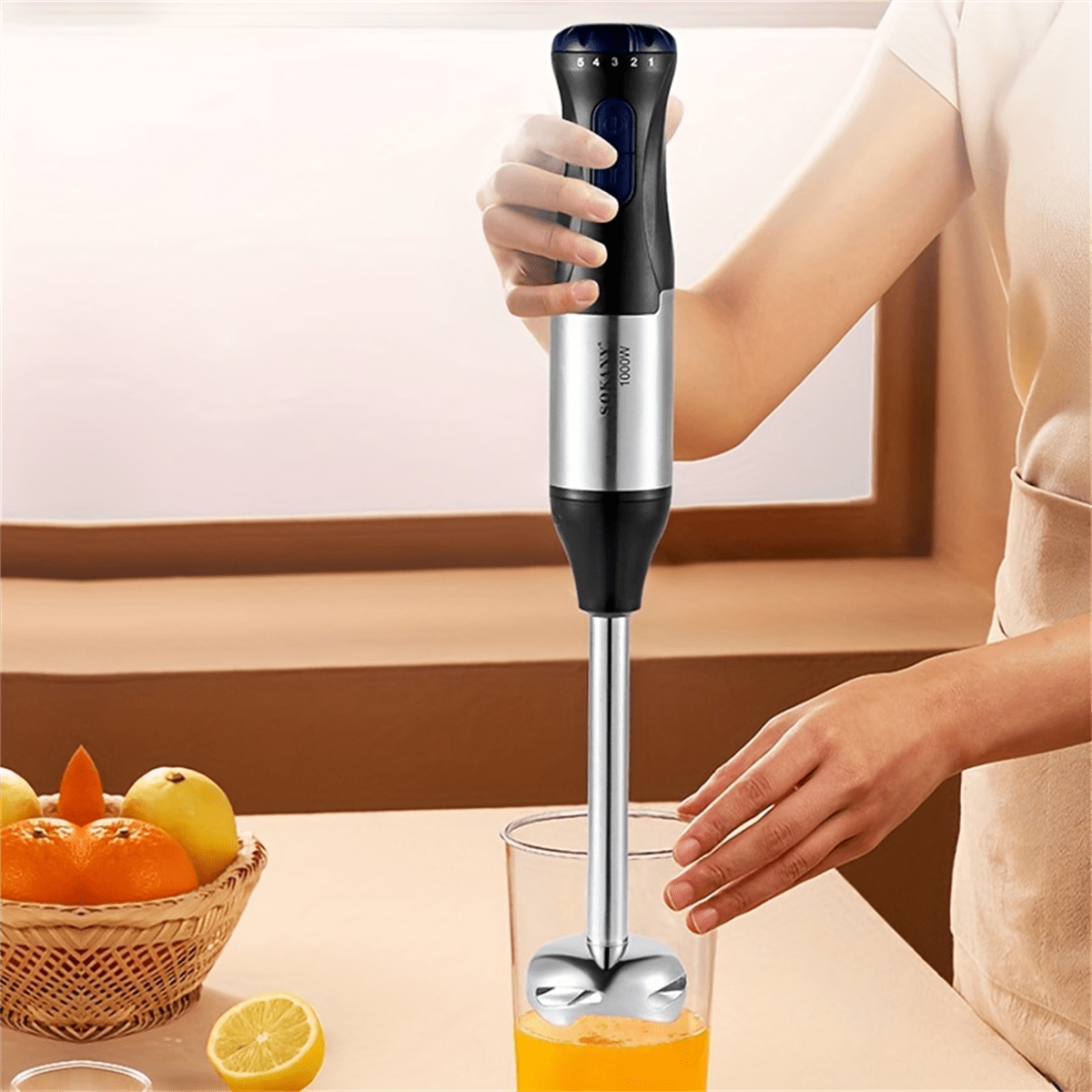 SOKANY Set frullatore a immersione portatile 4 in 1, incluso frullatore a bastoncino multifunzione, frusta, tritatutto e brocca, adatto per la lavorazione degli alimenti e la preparazione di omogeneizzati