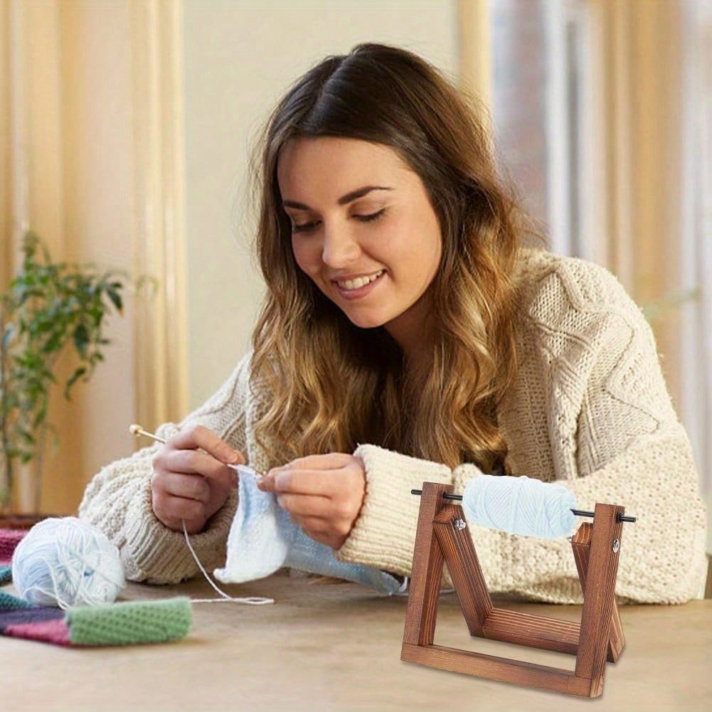 Portamatassa in legno, per uncinetto e maglia - Portarotolo orizzontale - Organizer per nappine, per filati - Perfetto regalo per appassionati di bricolage e fai da te