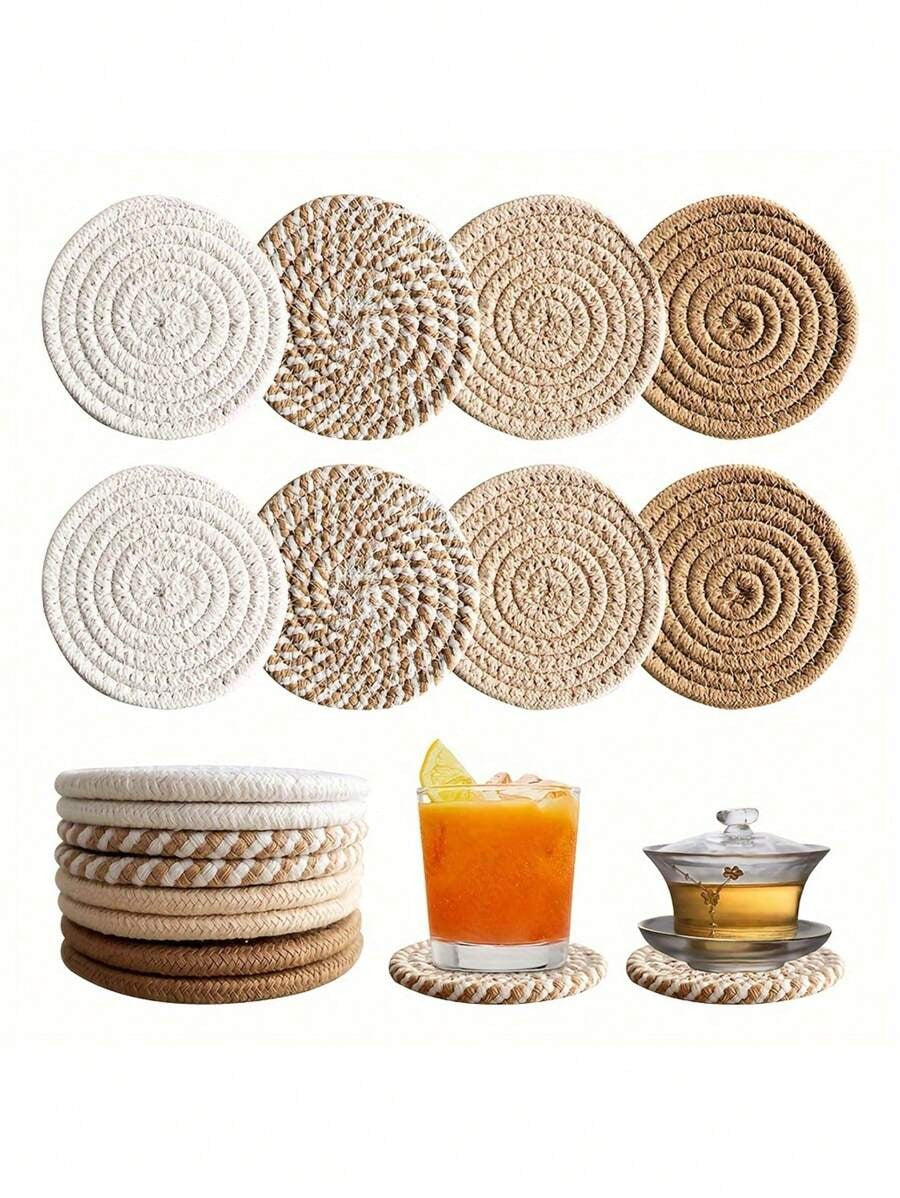 Set di 1/4/8 pezzi di sottobicchieri assorbenti, tappetini minimali per bicchieri per il tavolino di casa, regalo per l'inaugurazione della casa, serie marrone, con rivestimento in tessuto non tessuto