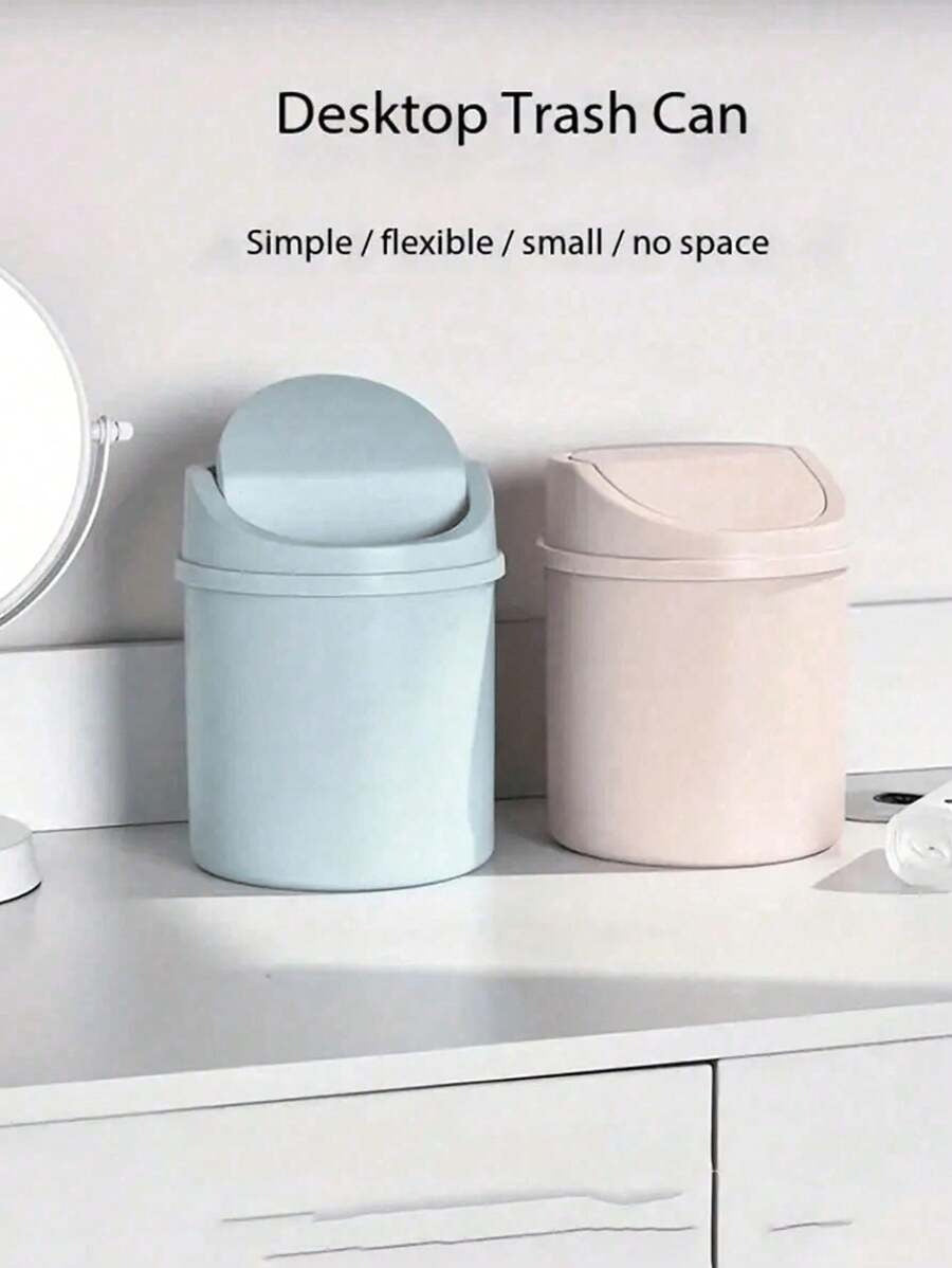 1 pezzo Miniatura cestino della spazzatura con coperchio, piccolo contenitore per rifiuti da scrivania, cestino dei rifiuti in plastica da scrivania, con design apribile per evitare perdite di odori, utilizzabile per conservare bucce di frutta