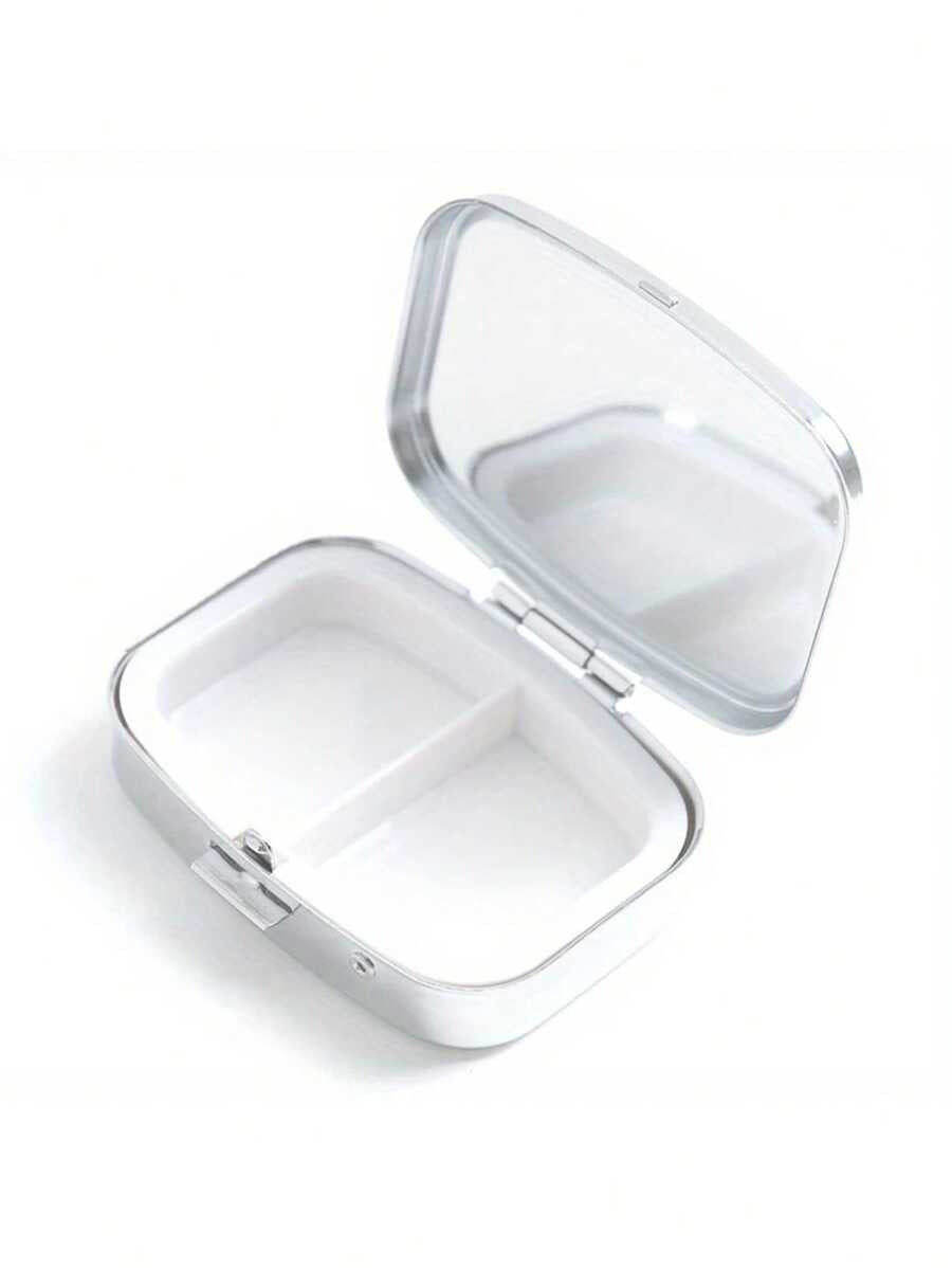 Scatola portapillole in metallo color oro rosa - Design quadrato portatile a doppio scomparto, uso doppio per gioielli e medicinali, scelta regalo ideale