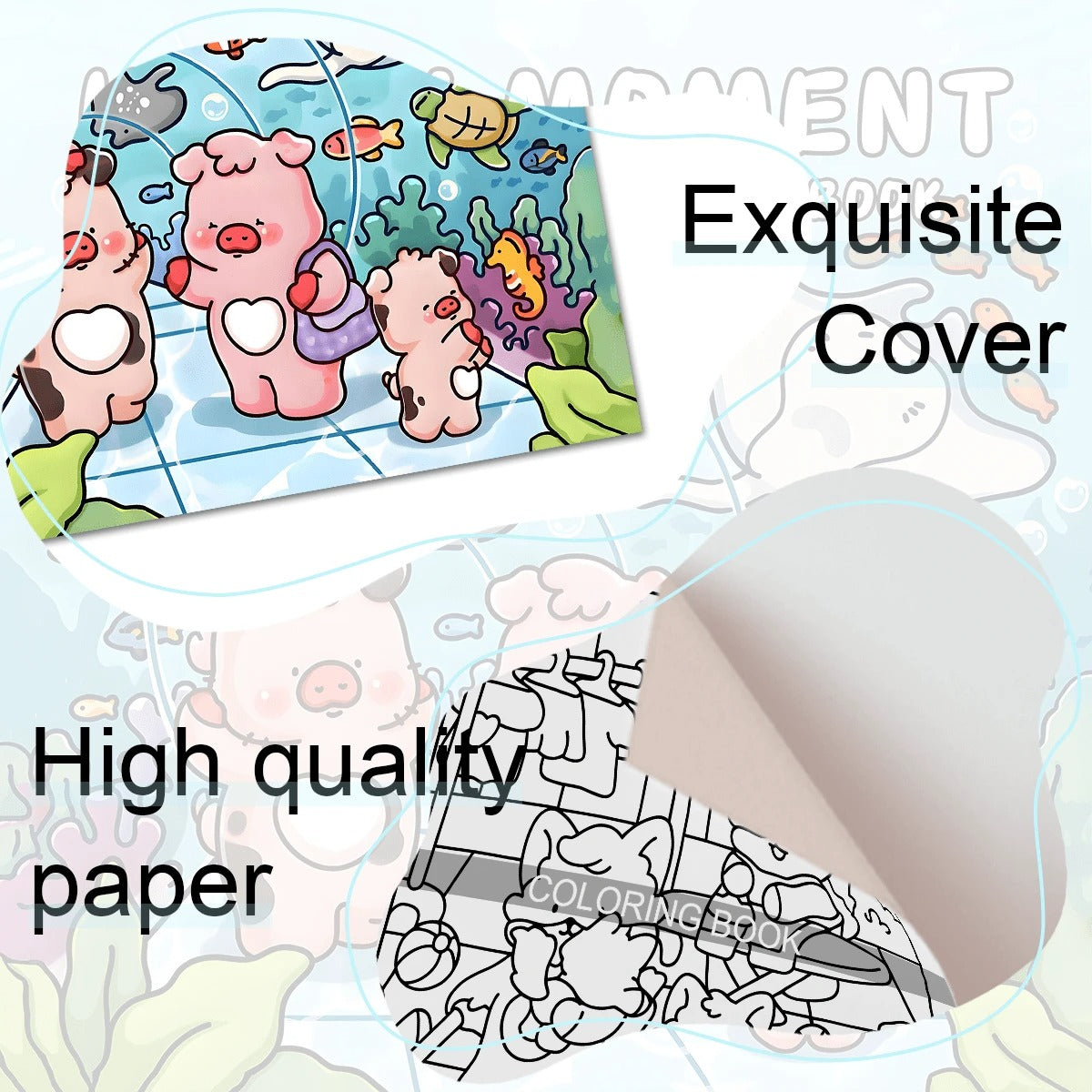 Libro per colorare per adulti "Momenti felici" in carta spessa perlata: 24 pagine da 7,8 pollici con personaggi di animali super carini in scene naturali pacifiche, adatto per attività rilassanti, adatto per adulti che vogliono rilassarsi