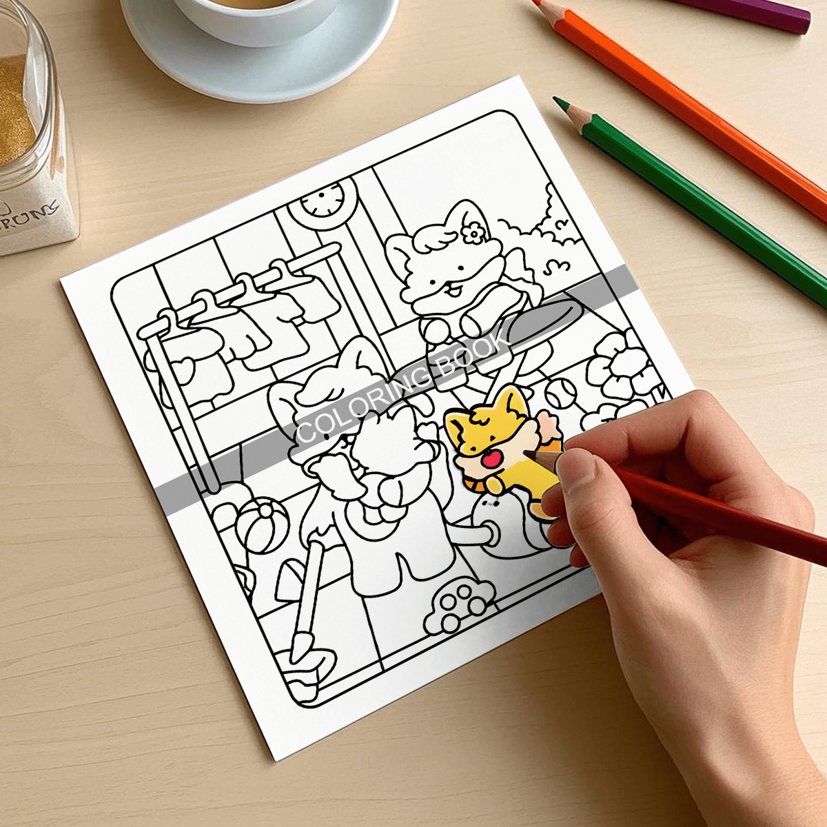 Libro per colorare per adulti "Momenti felici" in carta spessa perlata: 24 pagine da 7,8 pollici con personaggi di animali super carini in scene naturali pacifiche, adatto per attività rilassanti, adatto per adulti che vogliono rilassarsi
