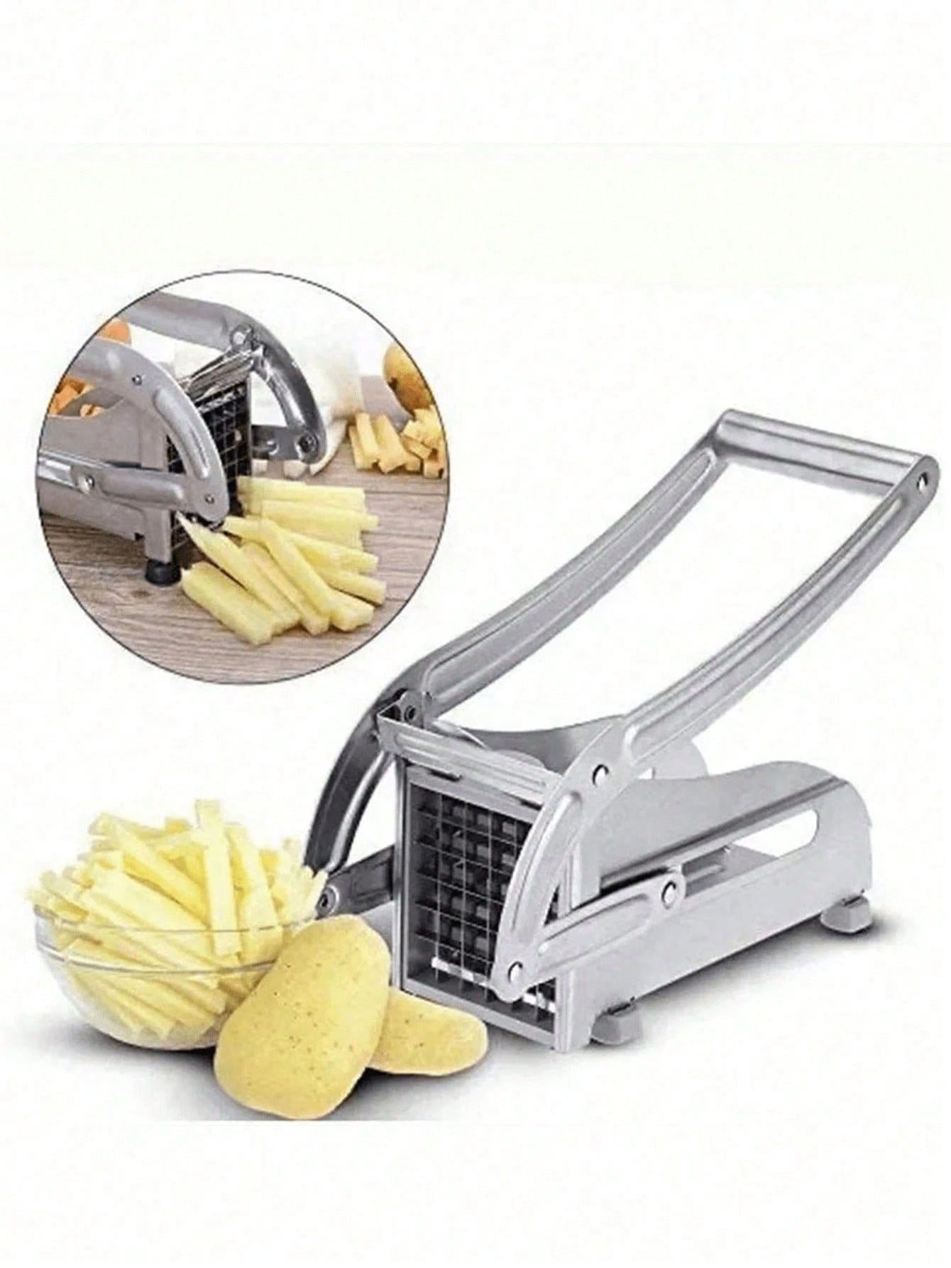 Affettatrice multifunzionale da cucina in acciaio inossidabile - Funzionamento manuale, lame intercambiabili, strumento di preparazione degli alimenti durevole per frutta, verdura, patatine fritte, cipolle, patate, carote, cetrioli