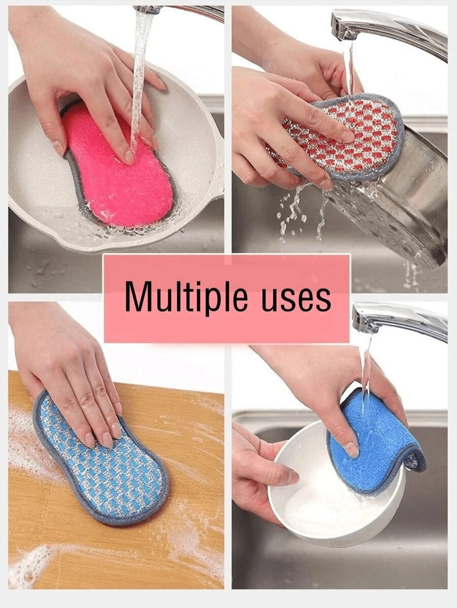 spugna per lavare i piatti in cucina, non danneggia gli utensili, utensile da cucina a doppia faccia per la pulizia, tampone abrasivo, spugna per pulire la cucina, forniture per la pulizia