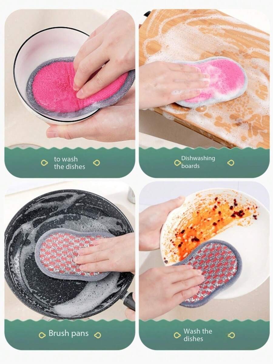 spugna per lavare i piatti in cucina, non danneggia gli utensili, utensile da cucina a doppia faccia per la pulizia, tampone abrasivo, spugna per pulire la cucina, forniture per la pulizia