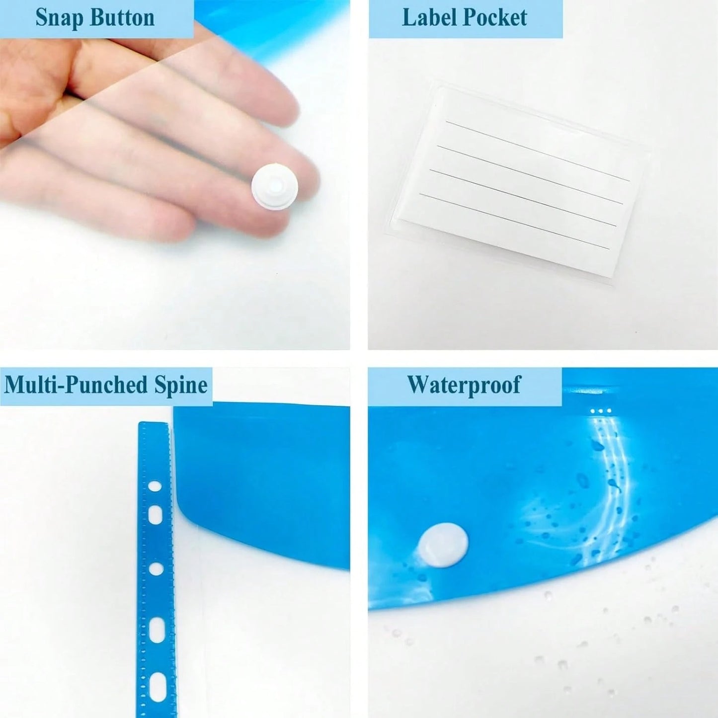 cartelle ad anelli con fori, formato A4, ad alta capacità, in materiale PP moderno, con tasche espandibili e porta etichette, adatte per scuola, casa, ufficio, registrazione presenze