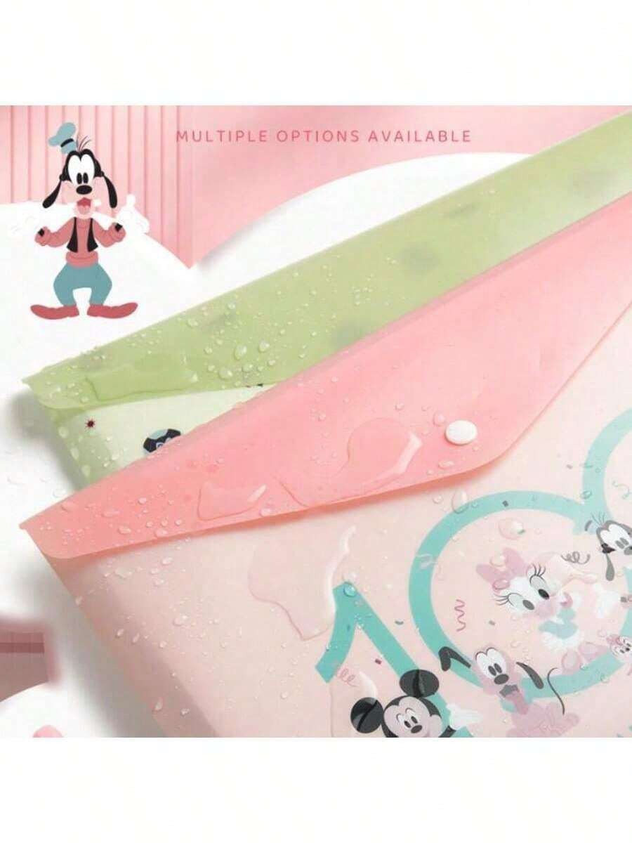 Cartella di formato A4 con motivo cartone animato, alta capacità, spessa, trasparente, impermeabile e anti-umidità, con chiusura a bottone, organizer per cancelleria