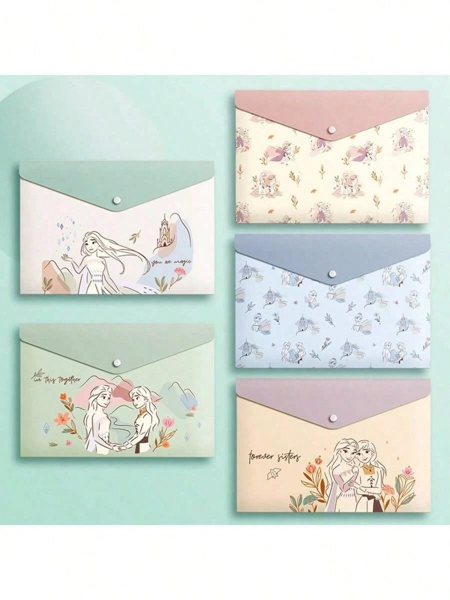 Cartella di formato A4 con motivo cartone animato, alta capacità, spessa, trasparente, impermeabile e anti-umidità, con chiusura a bottone, organizer per cancelleria