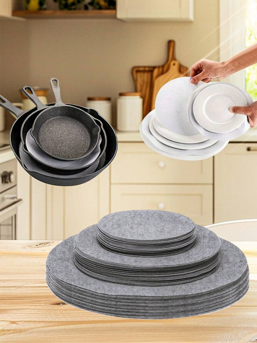 sottopentola e separatori per piatti in feltro opaco rotondi - 3 misure, senza graffi, resistenti al calore, accessori per la cucina multiuso per pentole, stoviglie e protezione della conservazione