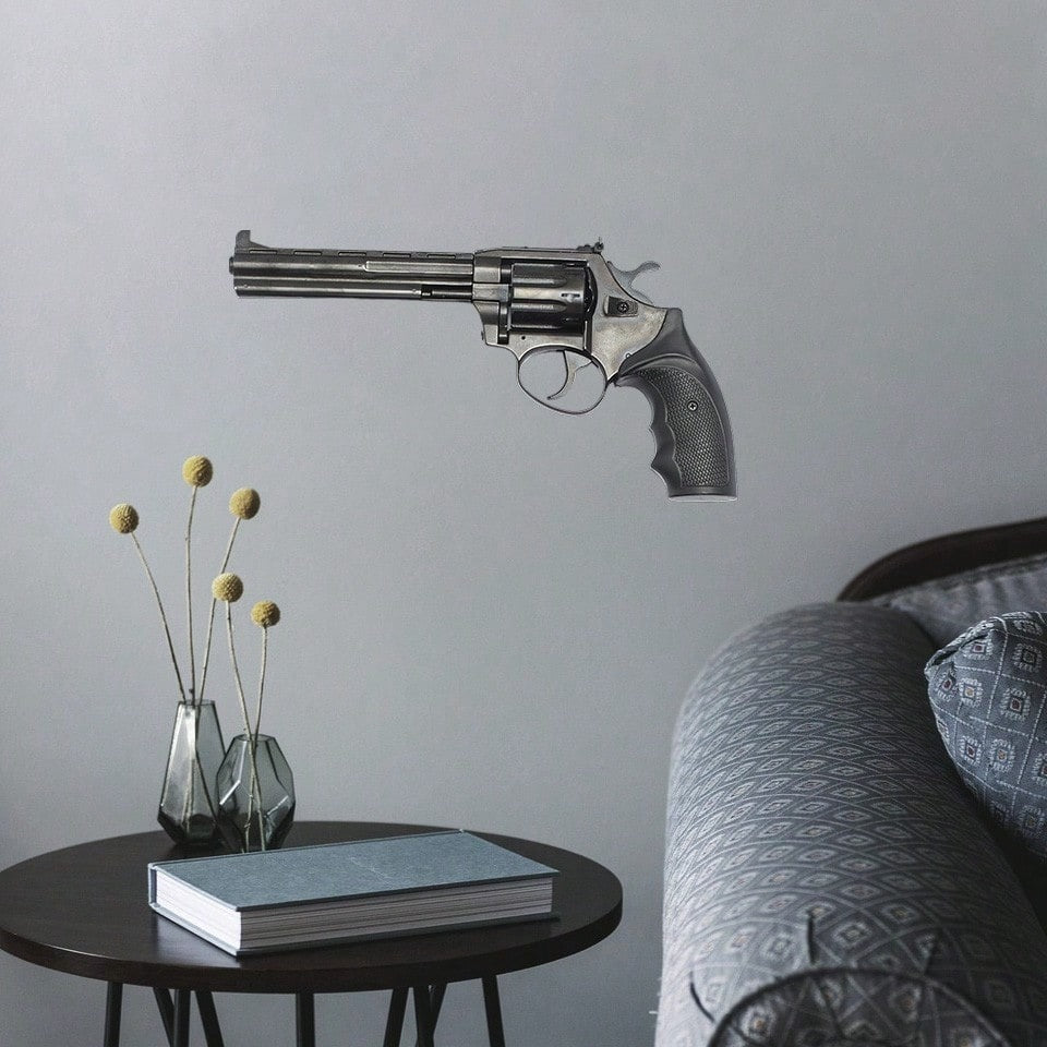 Rea 3D Gun, adesivi riutilizzabili autoadesivi in PVC per pareti e mobili, design realistico a weapon di fucile e pistola HK416, decorazione militare per la casa