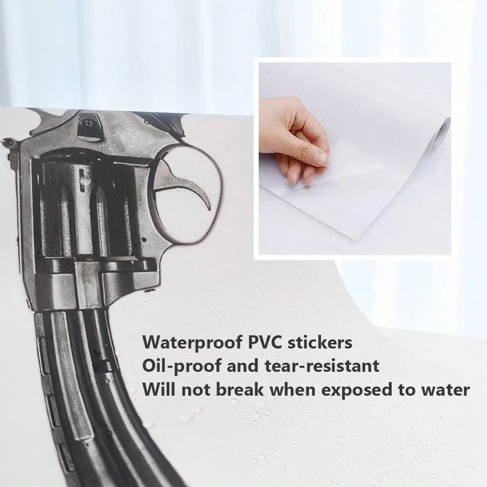 Rea 3D Gun, adesivi riutilizzabili autoadesivi in PVC per pareti e mobili, design realistico a weapon di fucile e pistola HK416, decorazione militare per la casa