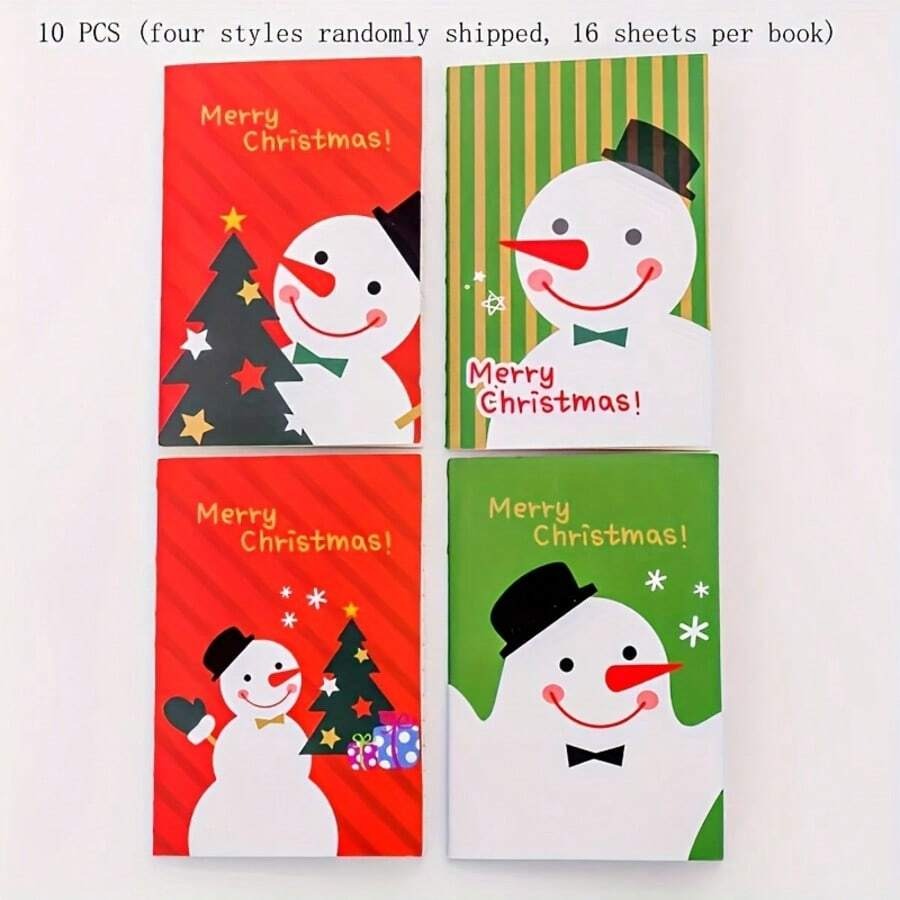 Blocchetti per appunti natalizi mini - Disegni di Babbo Natale e pupazzo di neve, tascabili, con diversi motivi natalizi