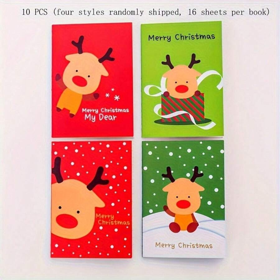 Blocchetti per appunti natalizi mini - Disegni di Babbo Natale e pupazzo di neve, tascabili, con diversi motivi natalizi