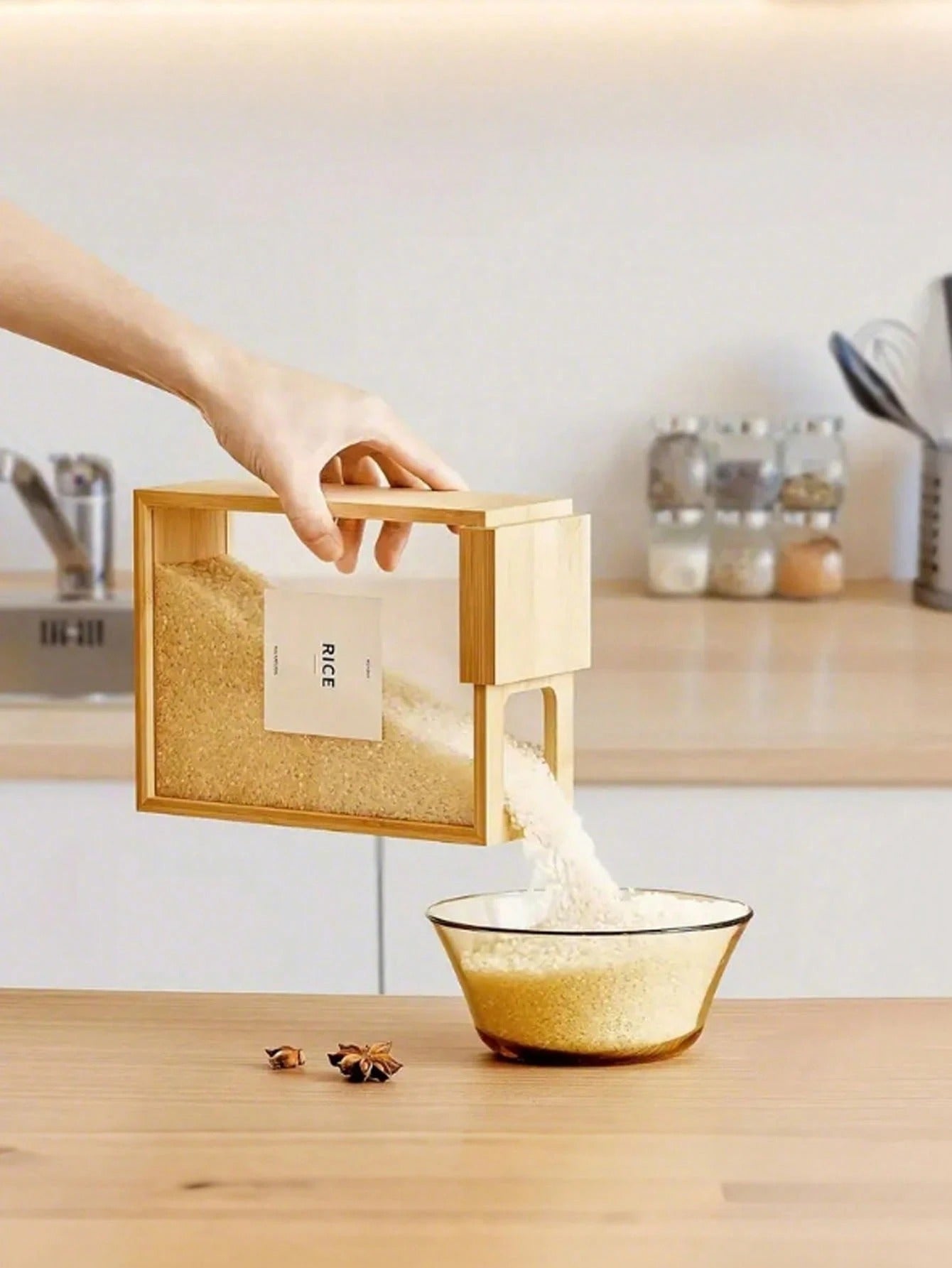 Contenitori per alimenti di alta qualità con coperchi scorrevoli, scatole per alimenti in legno creative - perfette per pasta, cereali ecc.