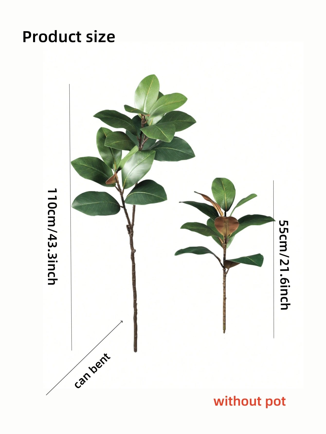Albero di Magnolia artificiale da 1,1 m, ramo di Magnolia artificiale autunnale, piante artificiali di banyan tropicale, ramo di gomma a foglia di violino, piante verdi artificiali
