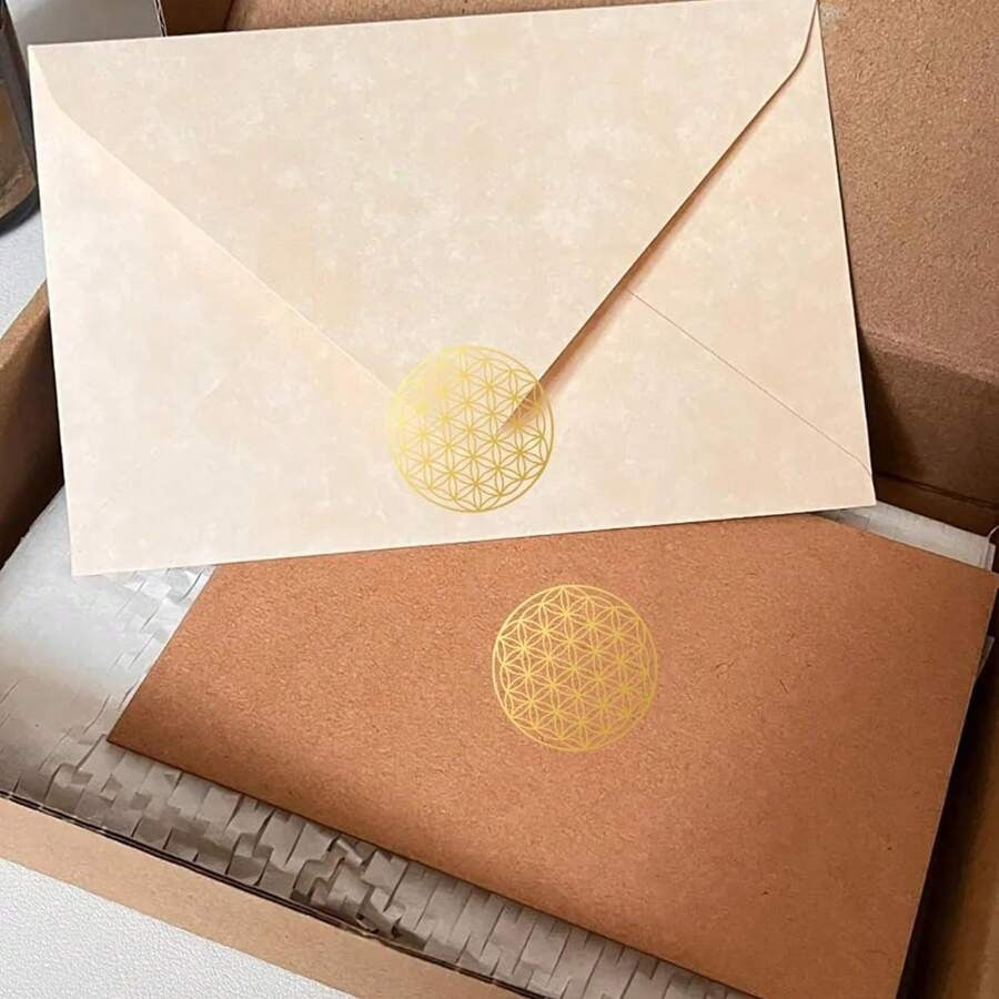 Adesivi Fiore della Vita, Adesivi Fiore della Vita in oro, Adesivi rotondi in PVC autoadesivo, Trasparente cristallino gioielli adesivi, Superficie scintillante per cover di telefono, diari, buste, borracce, valigie, computer