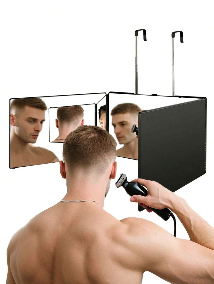 Specchio a 360 gradi, specchio a 3 vie con supporti, specchio cosmetico regolabile per bagno, camera da letto, trucco, doccia, rasatura, acconciatura, taglio
