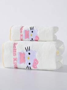 Sanrio 1 pezzo Asciugamano da mano e da bagno in pile di corallo morbido e assorbente, ad asciugatura rapida e senza pelucchi, con il personaggio di Hello Kitty