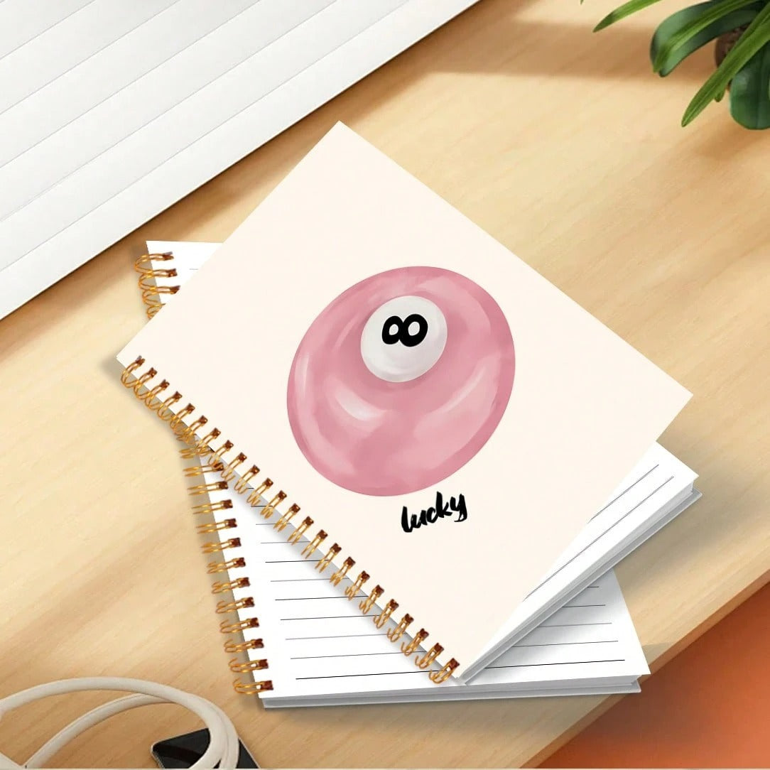 Quaderno a spirale con copertina morbida a tema Palla 8 fortunata - Estetica preppy, forniture per insegnanti e studenti, articoli per ufficio e scuola, con 50 fogli - 5,5x8,3 pollici/14x21 cm con 100 pagine