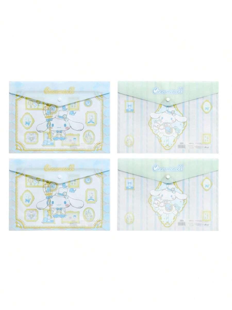 Borse portadocumenti A4 in plastica ABS rinforzata e impermeabile con anelli, con motivi di Hello Kitty, Kuromi, Cinnamoroll, My Melody, adatte per organizzare articoli di cartoleria e documenti