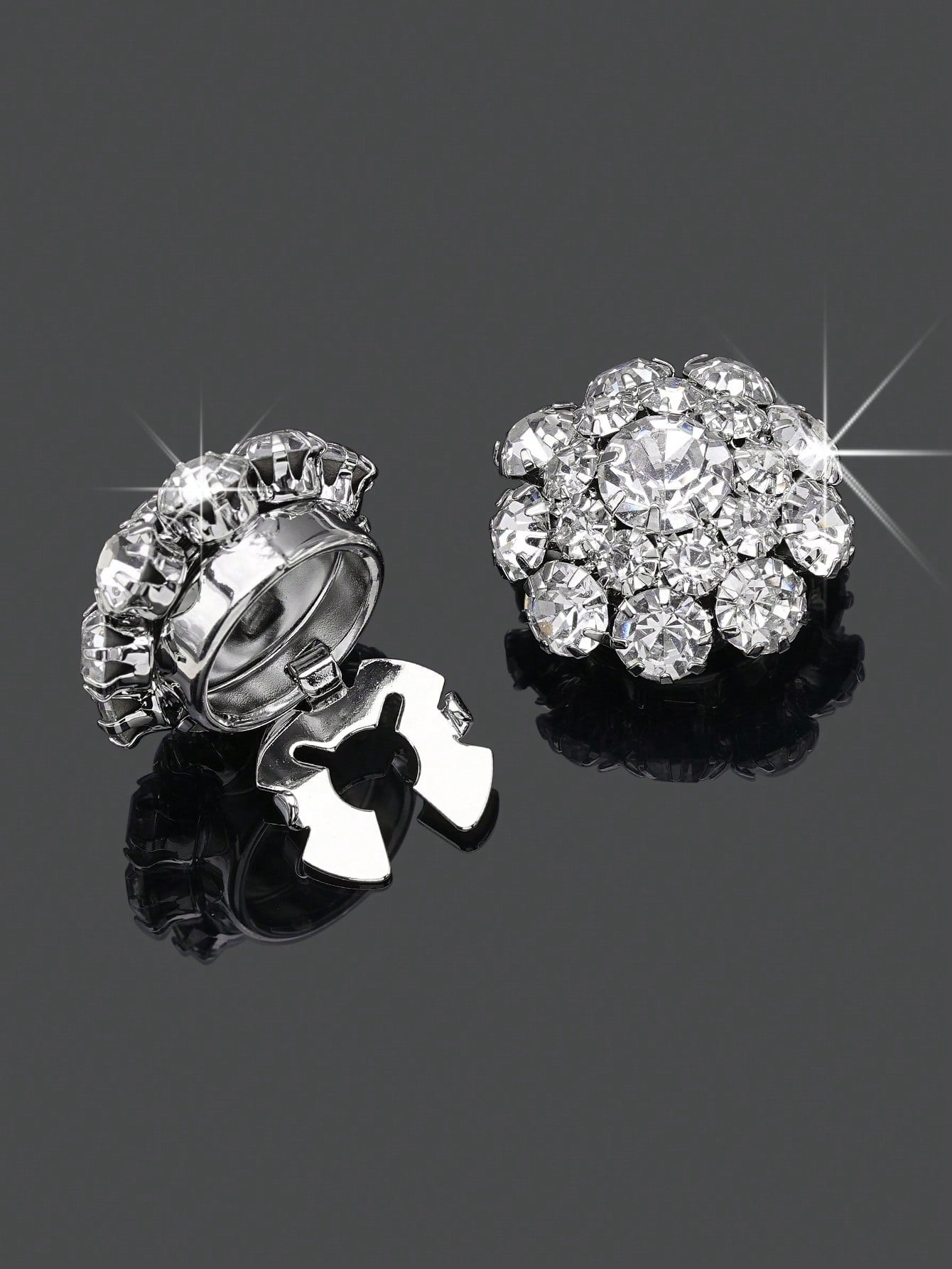 1/2/4 pezzi Copri bottoni da 23mm con strass per donna, copri bottoni in cristallo, copri bottoni a molletta staccabili, bottoni in cristallo decorativi per abbigliamento, bottoni a scatto con pinze per abiti