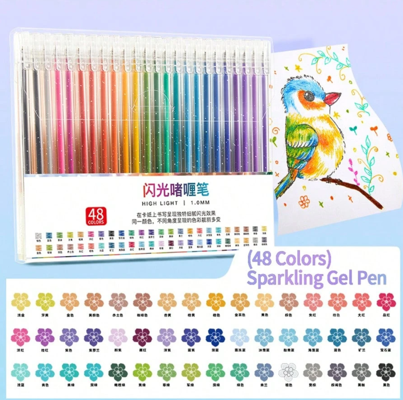 Penna gel glitterata con 8/12/18/24/36/48 colori, evidenziatore fluorescente, manuale, glitter luminescenti speciali, glitter, cristalli, sabbia mobile, penne gel color madreperlato