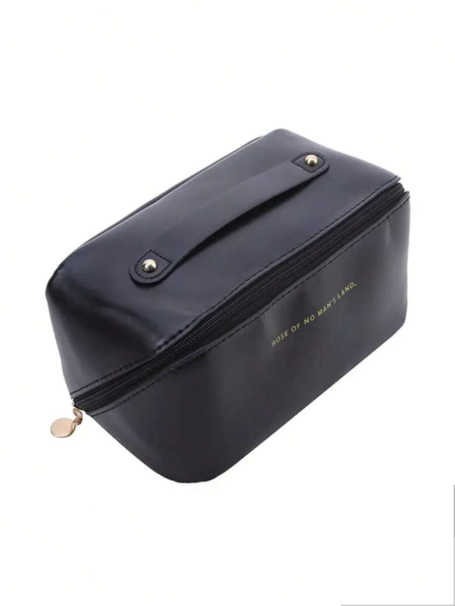 Borsa cosmetica impermeabile in PU, borsa cosmetica da viaggio di grandi dimensioni, borsa porta cosmetici portatile con compartimenti e manici, adatta per cosmetici